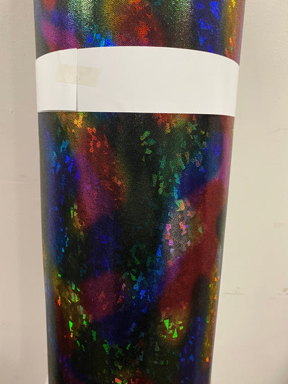 New shattered glass multicolor metallic hologram nylon spandex 4-way stretch 58/60” Sold by the YD. Ships worldwide from Los Angeles CA USA.