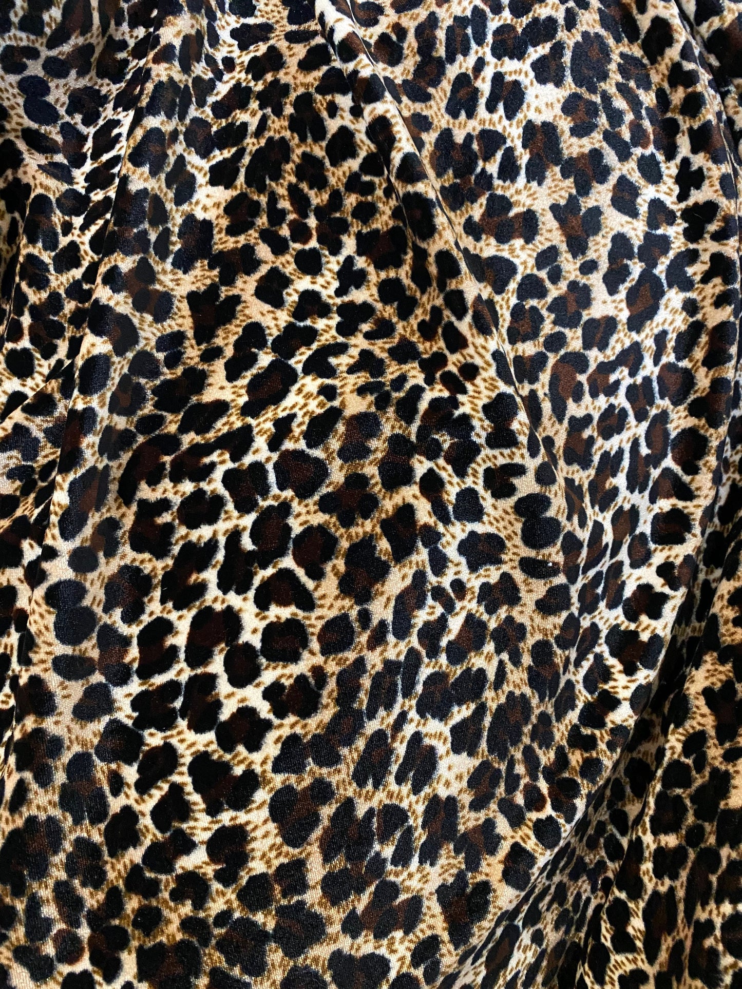 Luxury velvet leopard design natural brown color heavy 4way stretch velvet 58/60” Sold by the YD. Ships worldwide from Los Angeles CA