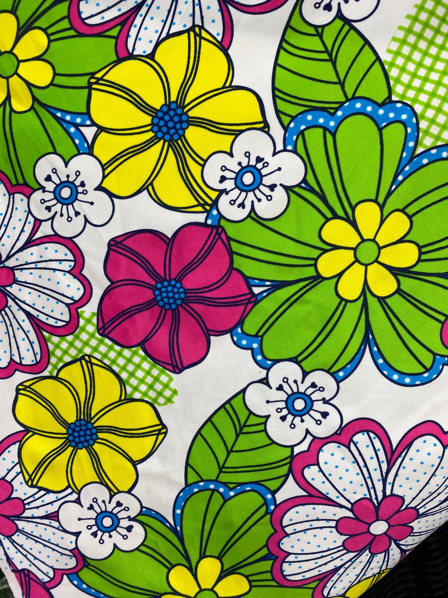 New Spring flower design white/multicolor print nylon spandex 4/way stretch 58/60” Sold by the YD. Ships worldwide from Los Angeles CA USA.