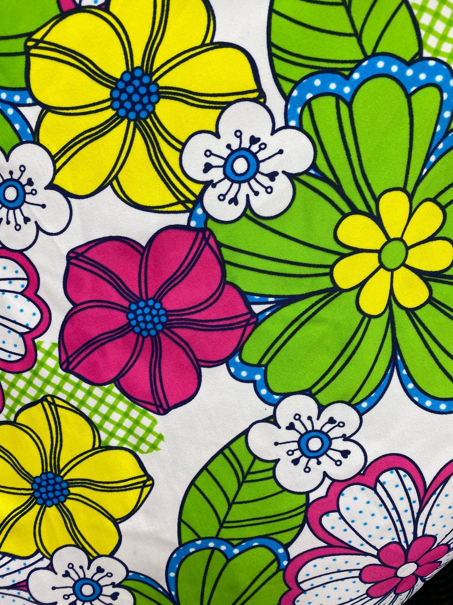 New Spring flower design white/multicolor print nylon spandex 4/way stretch 58/60” Sold by the YD. Ships worldwide from Los Angeles CA USA.
