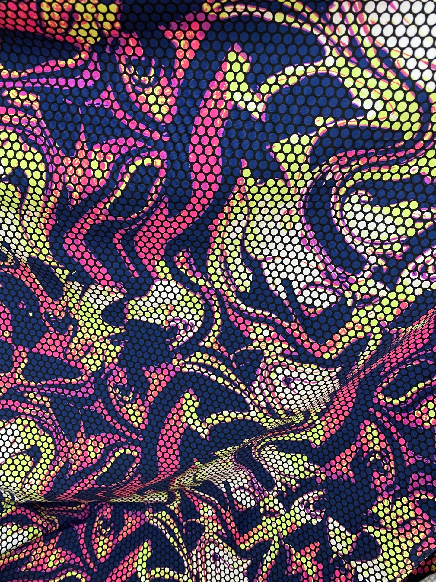 New abstract design print on poly spandex Brazilian quality 4-way stretch 58/60” Sold by the YD. Ships worldwide from Los Angeles California