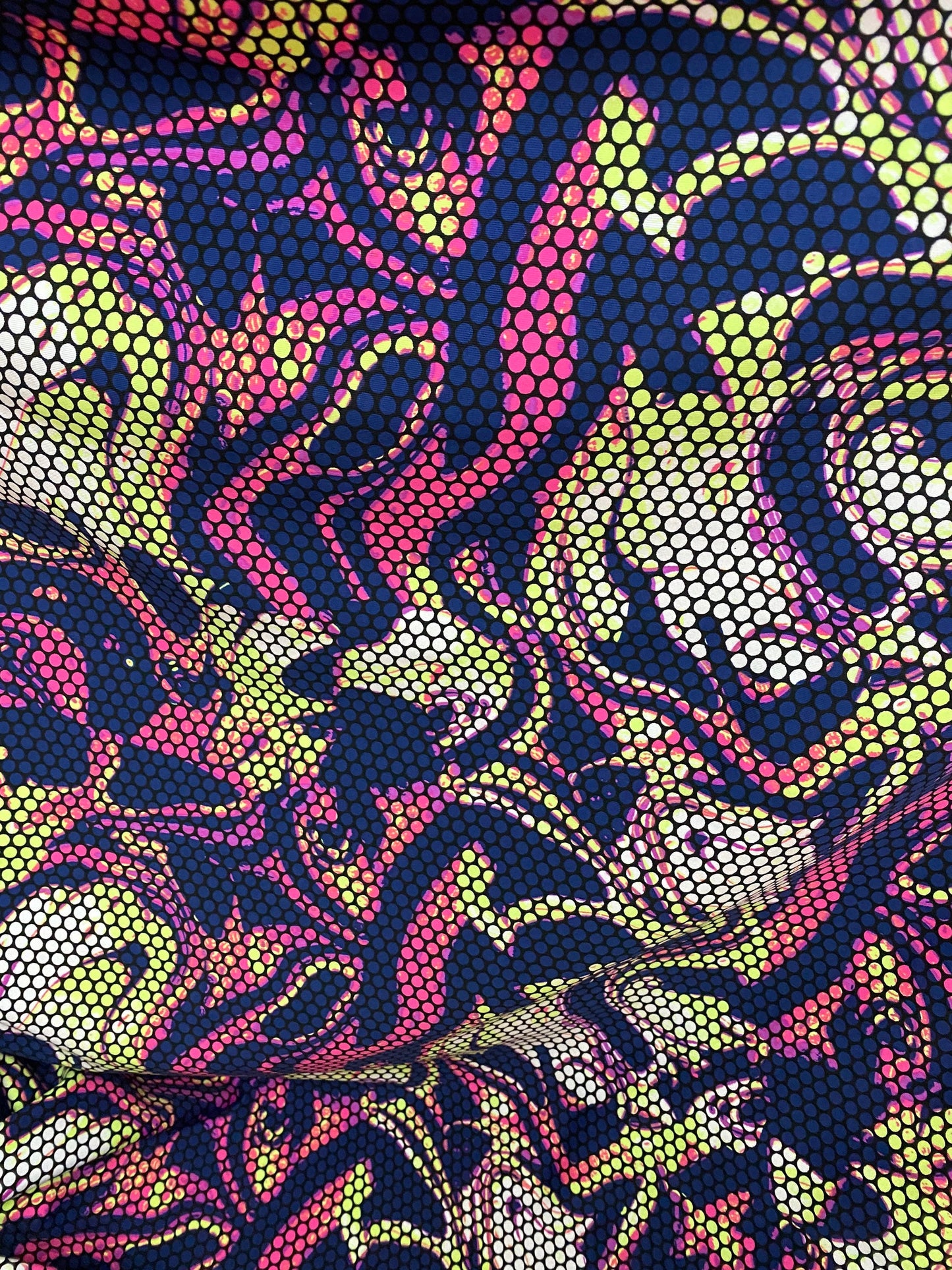 New abstract design print on poly spandex Brazilian quality 4-way stretch 58/60” Sold by the YD. Ships worldwide from Los Angeles California