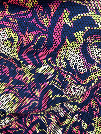 New abstract design print on poly spandex Brazilian quality 4-way stretch 58/60” Sold by the YD. Ships worldwide from Los Angeles California