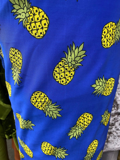 New pineapple design print on nylon spandex 4-way stretch 58/60” Sold by the YD. Ships worldwide from Los Angeles California USA.