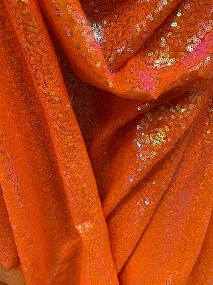 New neon colors mini glitzy sequins on stretch mesh 55/57” 2-way Sold by the YD. Ships worldwide from Los Angeles California USA.