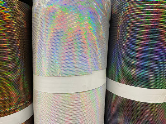NEW spectrum Legacy iridescent foiled velvet 4-way stretch 58/60” Sold by the YD. Ships worldwide from Los Angeles California USA.