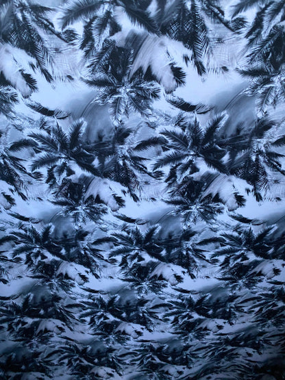 New modern palm trees design print on nylon spandex 4-way stretch 58/60” Sold by the YD. Ships worldwide from Los Angeles California USA.