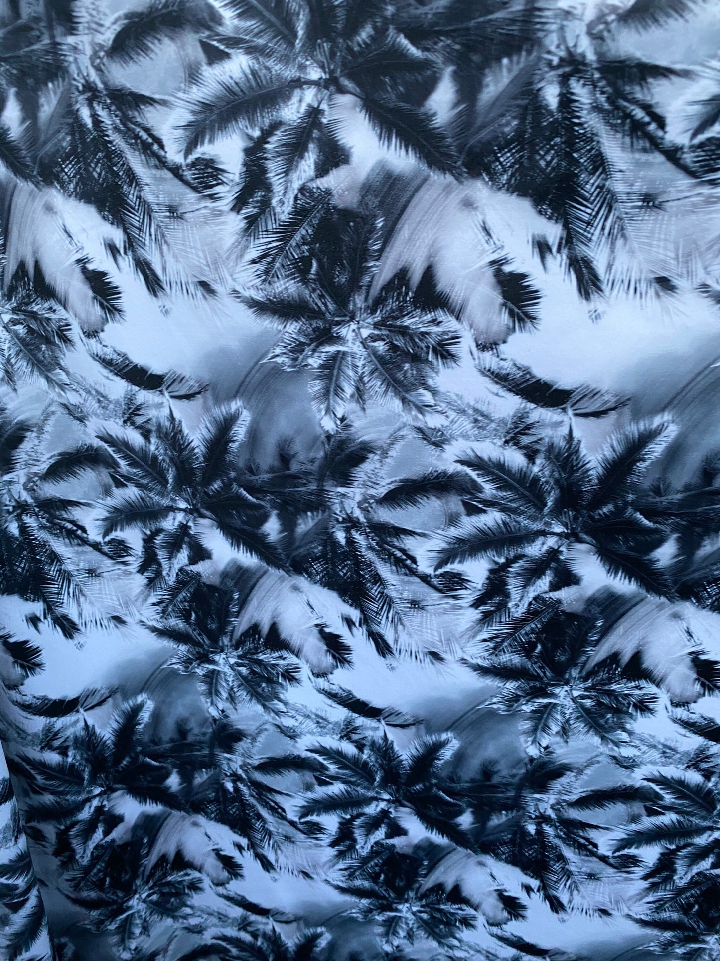 New modern palm trees design print on nylon spandex 4-way stretch 58/60” Sold by the YD. Ships worldwide from Los Angeles California USA.
