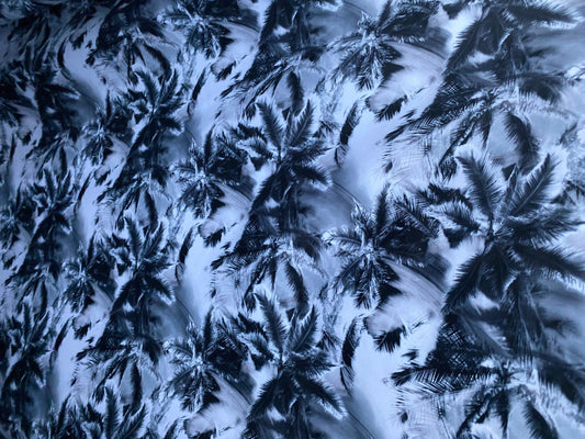 New modern palm trees design print on nylon spandex 4-way stretch 58/60” Sold by the YD. Ships worldwide from Los Angeles California USA.