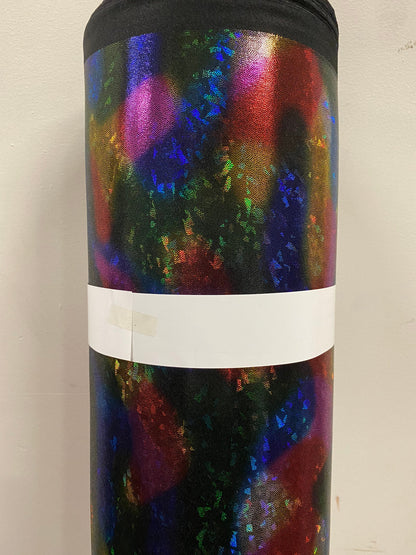 New shattered glass multicolor metallic hologram nylon spandex 4-way stretch 58/60” Sold by the YD. Ships worldwide from Los Angeles CA USA.