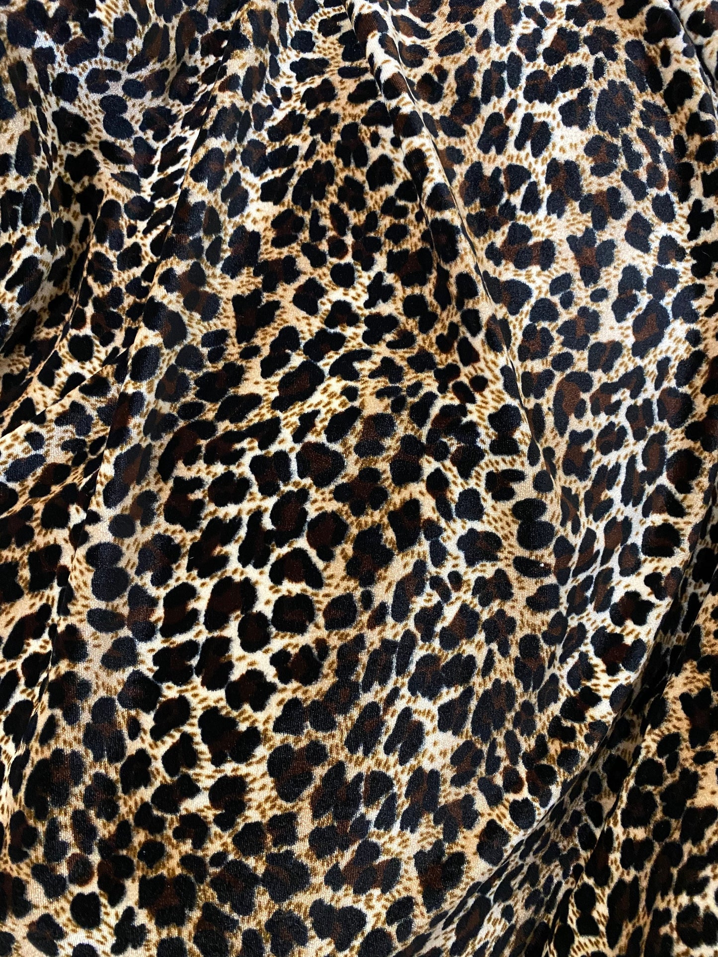 Luxury velvet leopard design natural brown color heavy 4way stretch velvet 58/60” Sold by the YD. Ships worldwide from Los Angeles CA