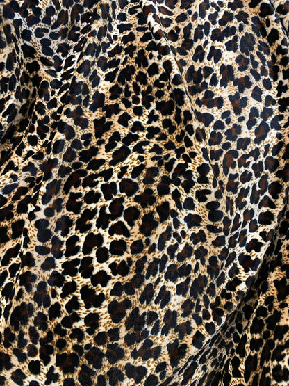 Luxury velvet leopard design natural brown color heavy 4way stretch velvet 58/60” Sold by the YD. Ships worldwide from Los Angeles CA