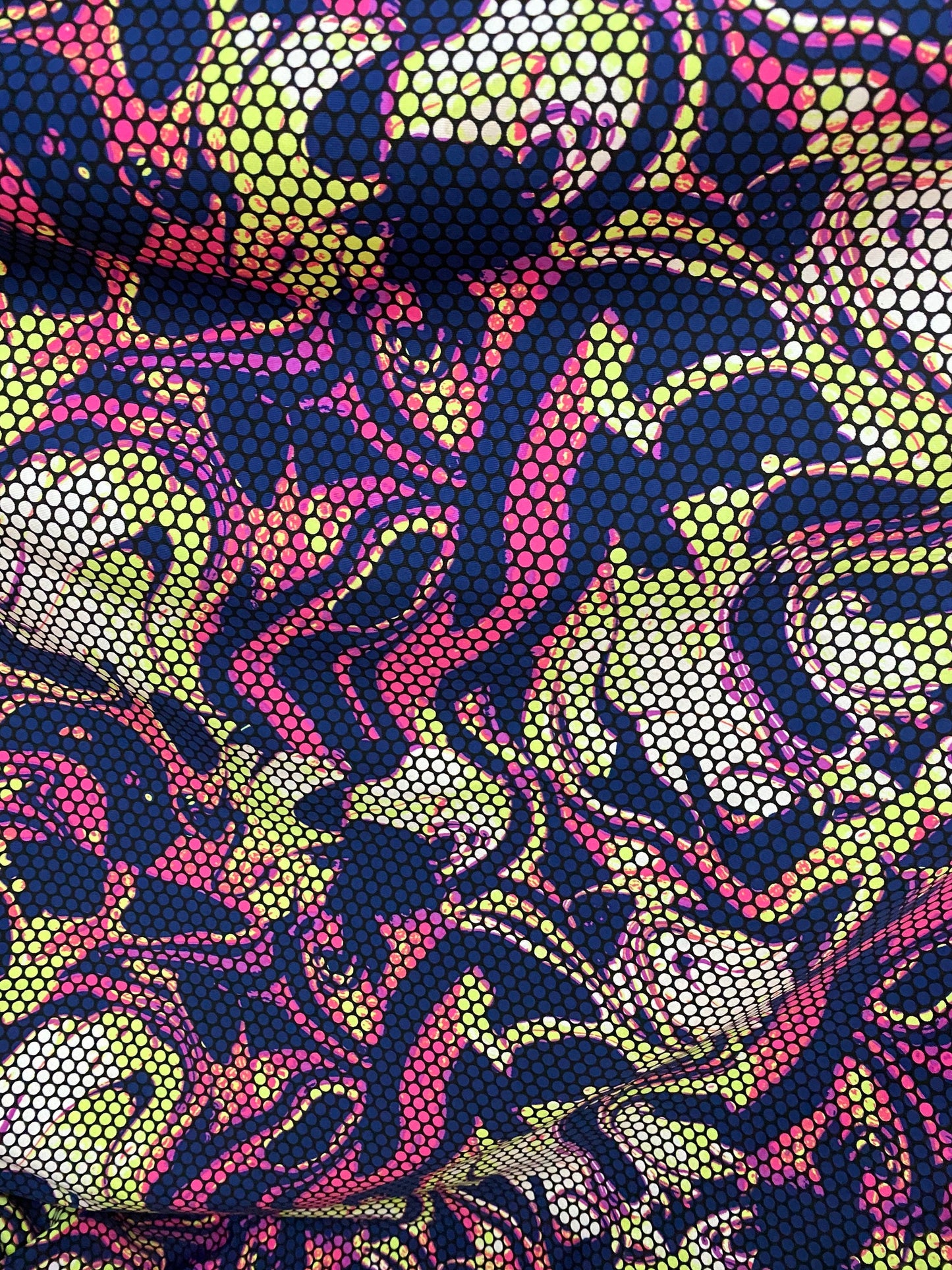 New abstract design print on poly spandex Brazilian quality 4-way stretch 58/60” Sold by the YD. Ships worldwide from Los Angeles California