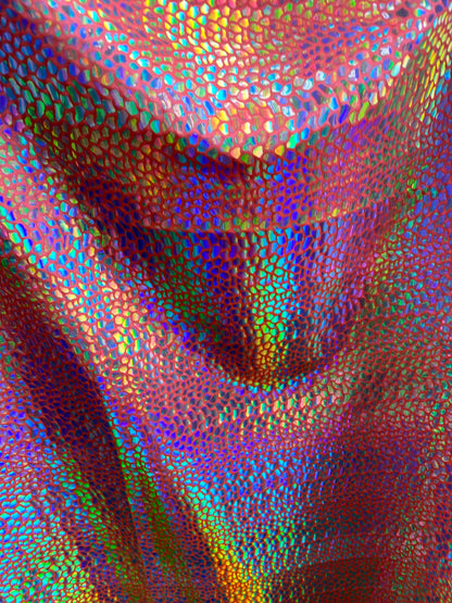 New stone design iridescent sequins coral rainbow on nylon spandex 4-way stretch 58/60” Sold by the YD. Ships worldwide from Los Angeles CA.