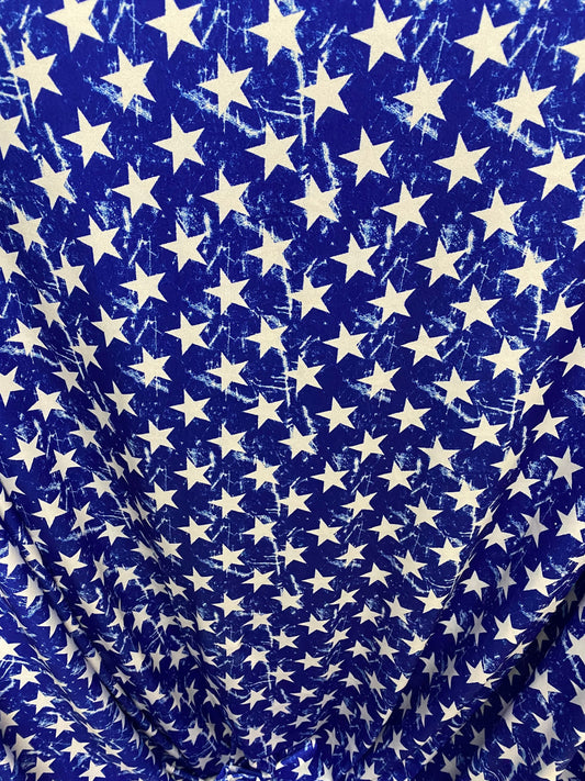 New stars design print on nylon spandex 4-way stretch 58/60” Sold by the YD. Ships worldwide from Los Angeles California USA.