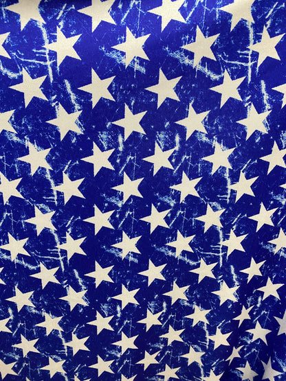 New stars design print on nylon spandex 4-way stretch 58/60” Sold by the YD. Ships worldwide from Los Angeles California USA.