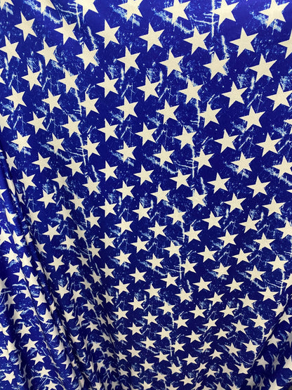 New stars design print on nylon spandex 4-way stretch 58/60” Sold by the YD. Ships worldwide from Los Angeles California USA.