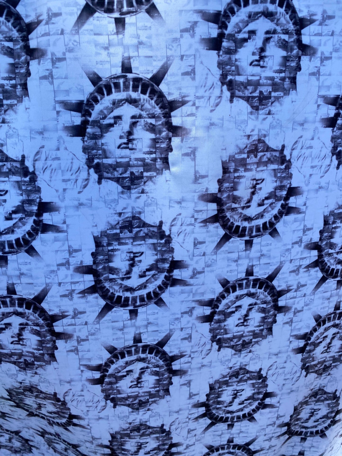 New Statue of Liberty design print one nylon spandex 4-way stretch 58/60” Sold by the YD. Ships worldwide from Los Angeles California USA.