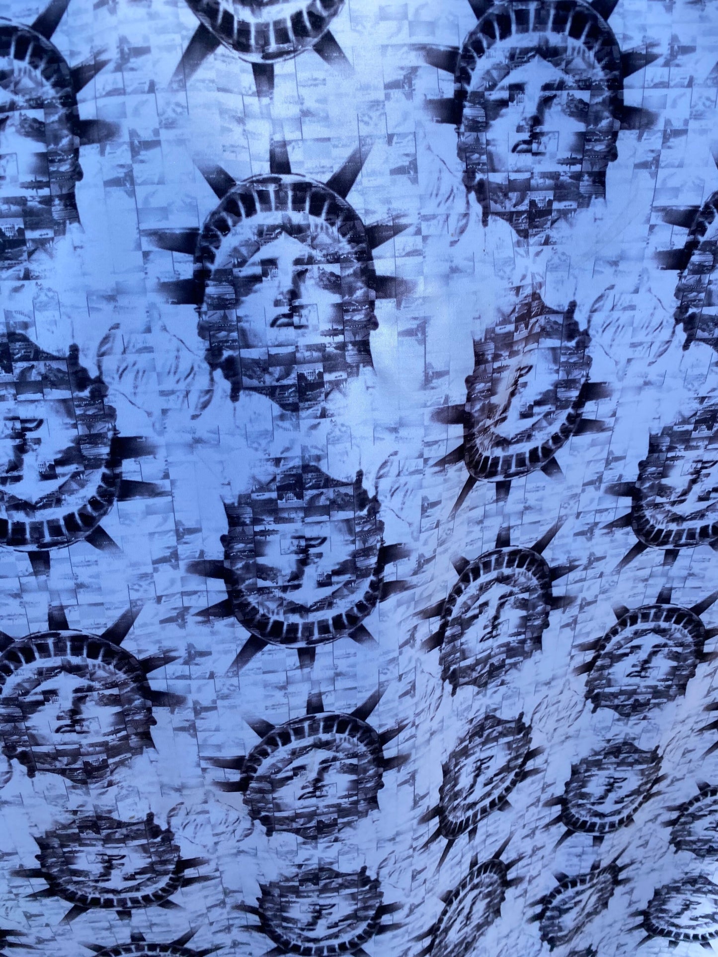 New Statue of Liberty design print one nylon spandex 4-way stretch 58/60” Sold by the YD. Ships worldwide from Los Angeles California USA.
