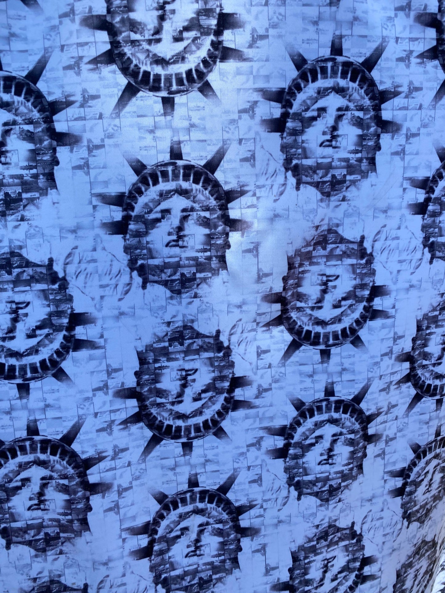 New Statue of Liberty design print one nylon spandex 4-way stretch 58/60” Sold by the YD. Ships worldwide from Los Angeles California USA.