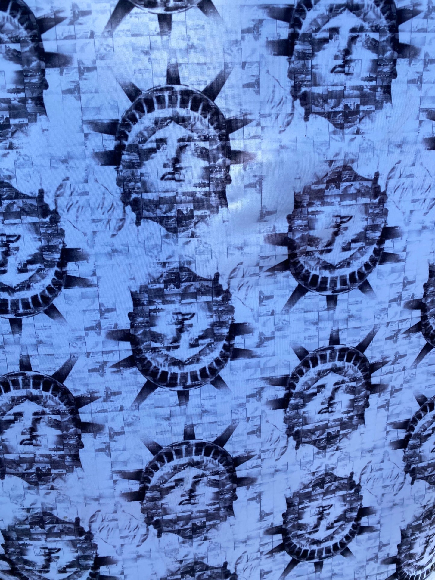 New Statue of Liberty design print one nylon spandex 4-way stretch 58/60” Sold by the YD. Ships worldwide from Los Angeles California USA.