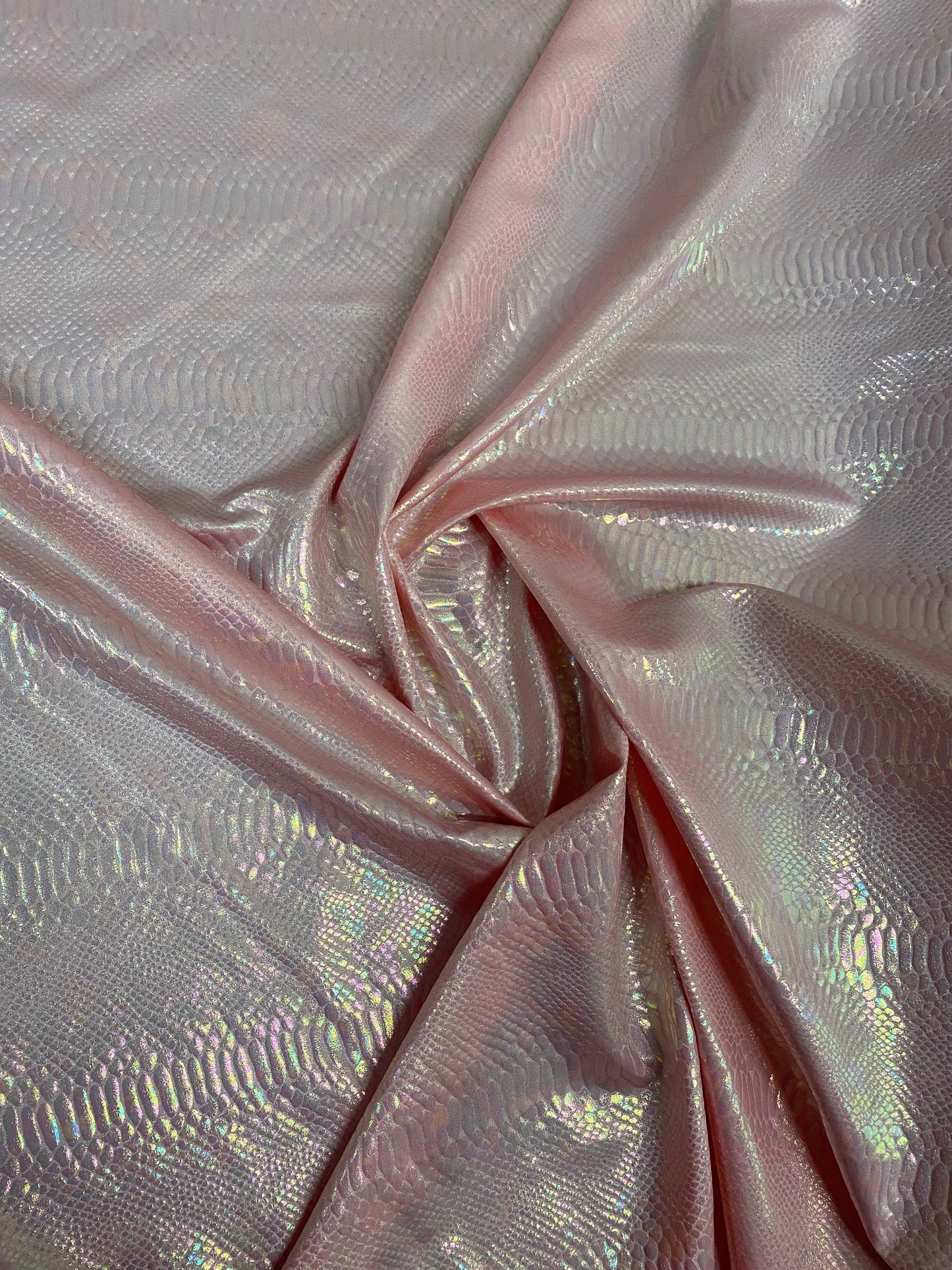 New Iridescent cobra snake design pink color with clear ilusión foil print on heavy nylon spandex 4way stretch-Hologram spandex 58/60”