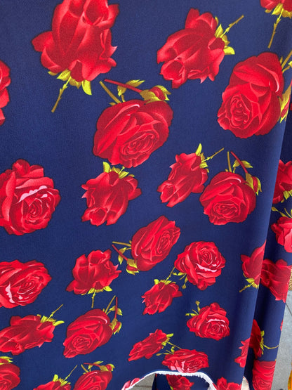 New flower design poly spandex medium weight 4-way stretch 58/60” Sold by the YD. Ships worldwide from Los Angeles California USA.