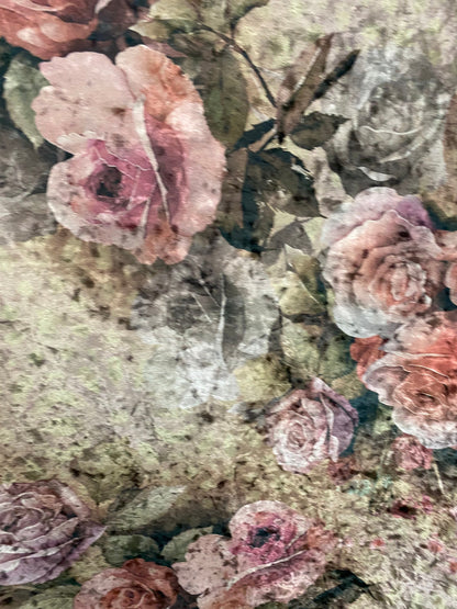 New blush flower design print on stretch velvet  4-way Stretch 58/60” Sold by the YD. Ships worldwide from Los Angeles California USA.