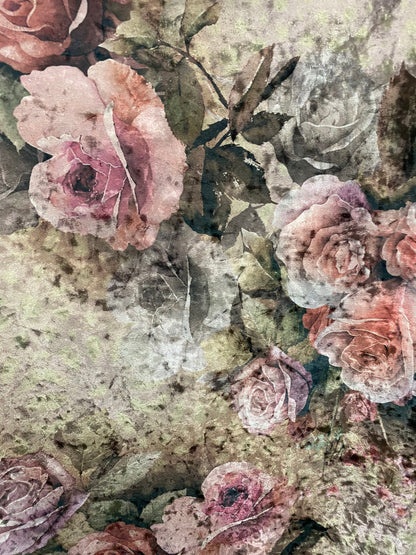 New blush flower design print on stretch velvet  4-way Stretch 58/60” Sold by the YD. Ships worldwide from Los Angeles California USA.