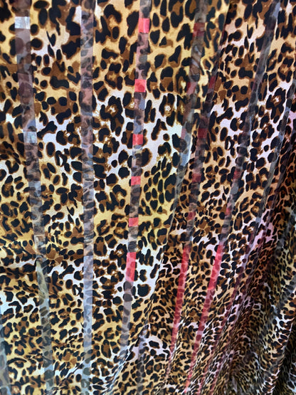 New leopard design stripe mesh spandex 4-way Stretch 58/60” Sold by the YD. Ships worldwide from Los Angeles California USA.