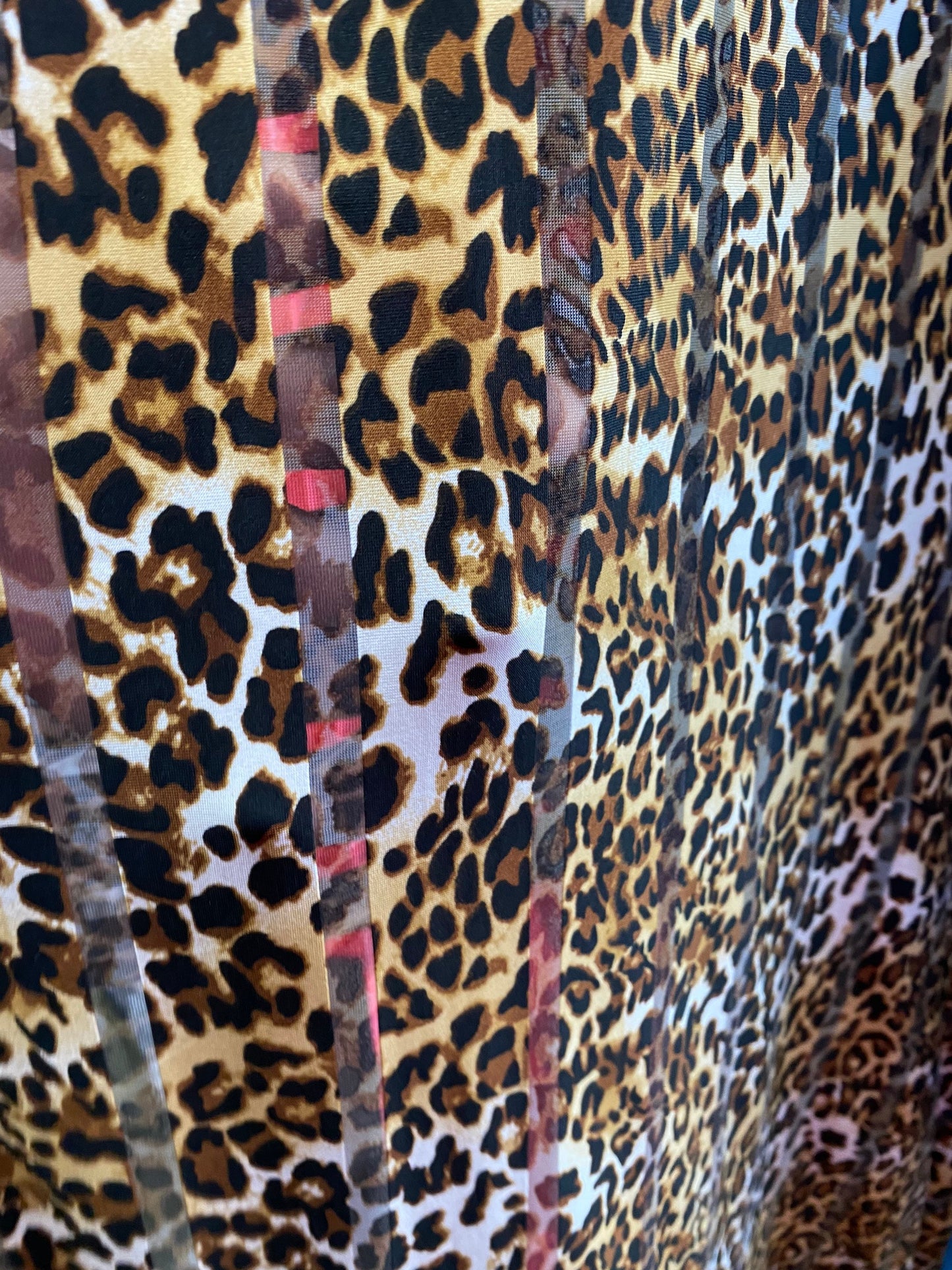 New leopard design stripe mesh spandex 4-way Stretch 58/60” Sold by the YD. Ships worldwide from Los Angeles California USA.