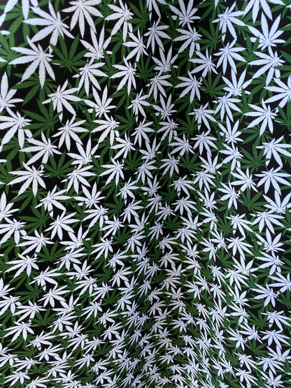 New marijuana design print on poly cotton twill 2way stretch 54/55” Sold by the YD. Ships worldwide from Los Angeles California USA.