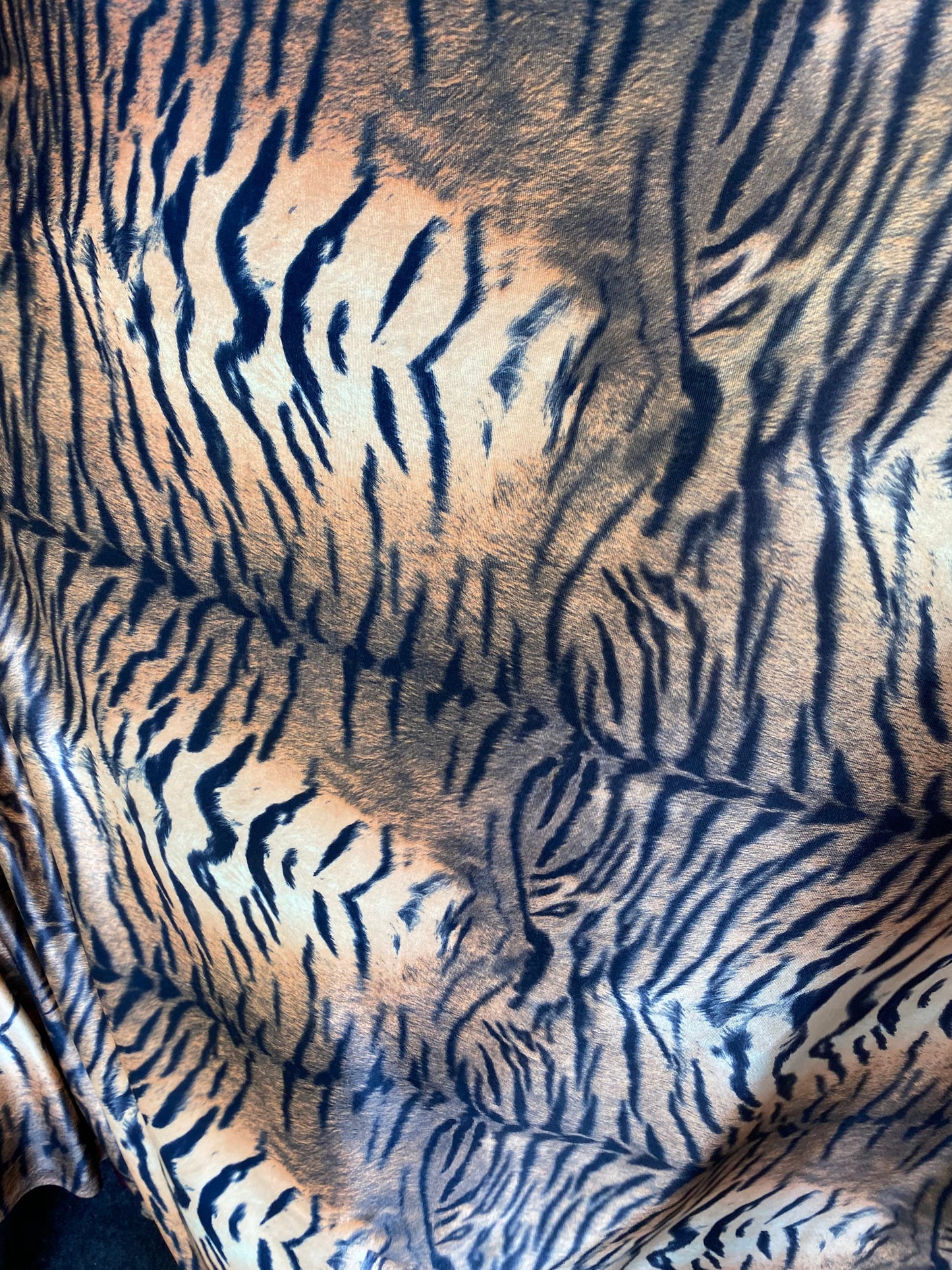 New exotic tiger design print on stretch velvet best quality 58/60” Sold by the YD. Ships worldwide from Los Angeles California USA.