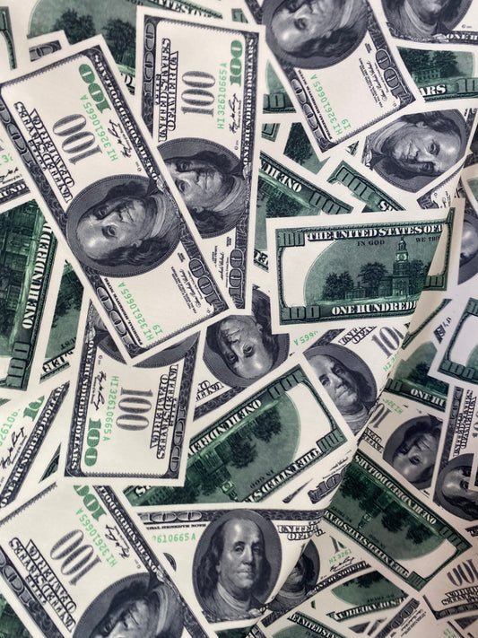 Money 100 dollars bill design best quality print nylon spandex 4-way stretch 58/60” Sold by the YD. Ships worldwide from Los Angeles CA.