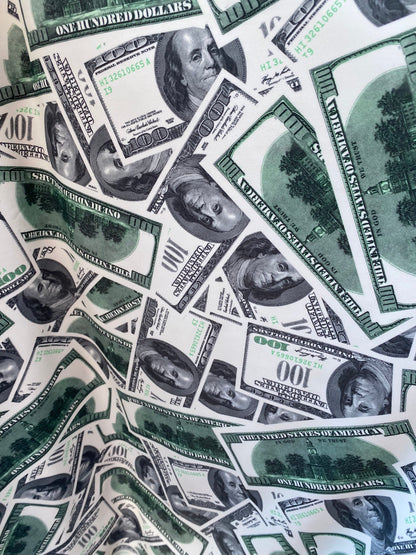 100 Dollars bills design print on best quality of nylon spandex 4-way stretch Luxury money print 58/60” Sold by the YD.