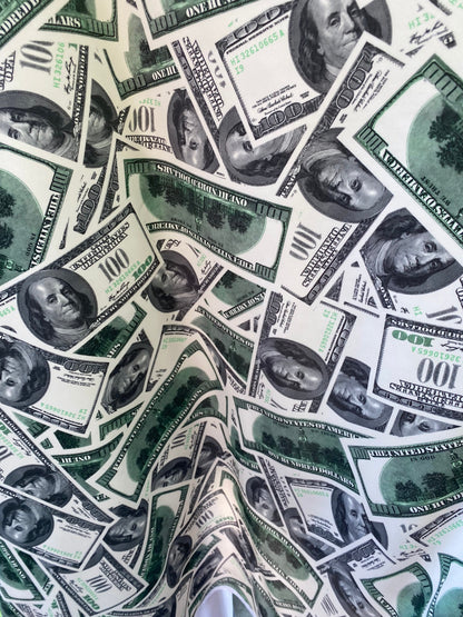 100 Dollars bills design print on best quality of nylon spandex 4-way stretch Luxury money print 58/60” Sold by the YD.