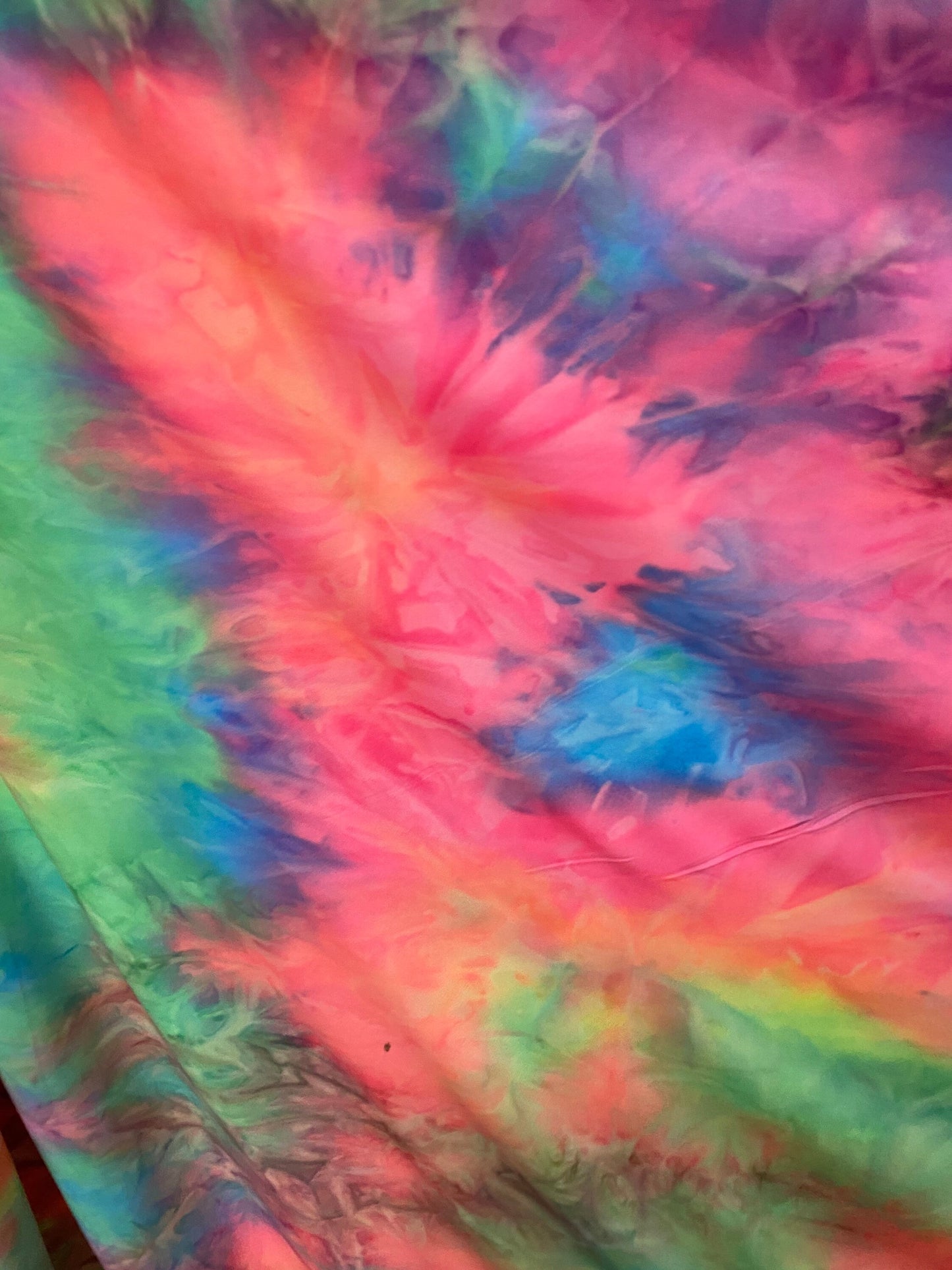 New tie dye pastel colors print on  poly spandex medium weight 4-way stretch 58/60” Sold by the YD. Ships worldwide from Los Angeles