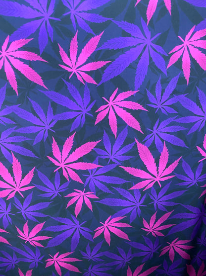Marijuana cannabis leaf design print on great quality of nylon spandex 4-way stretch 58/60” Sold by the YD. Ships worldwide from Los Angeles