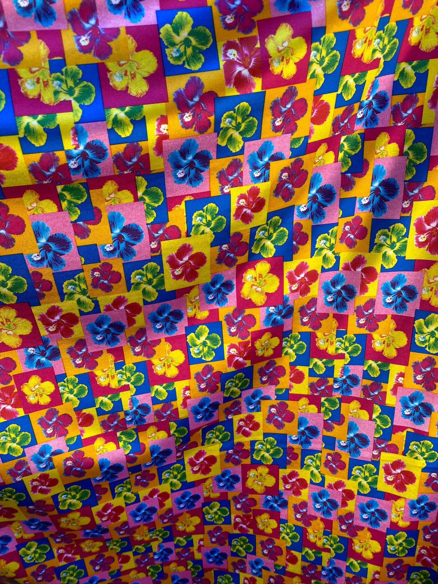 New small flower design multicolor print one shining spandex 4-way stretch 58/60” Sold by the YD. Ships worldwide from Los Angeles CA.