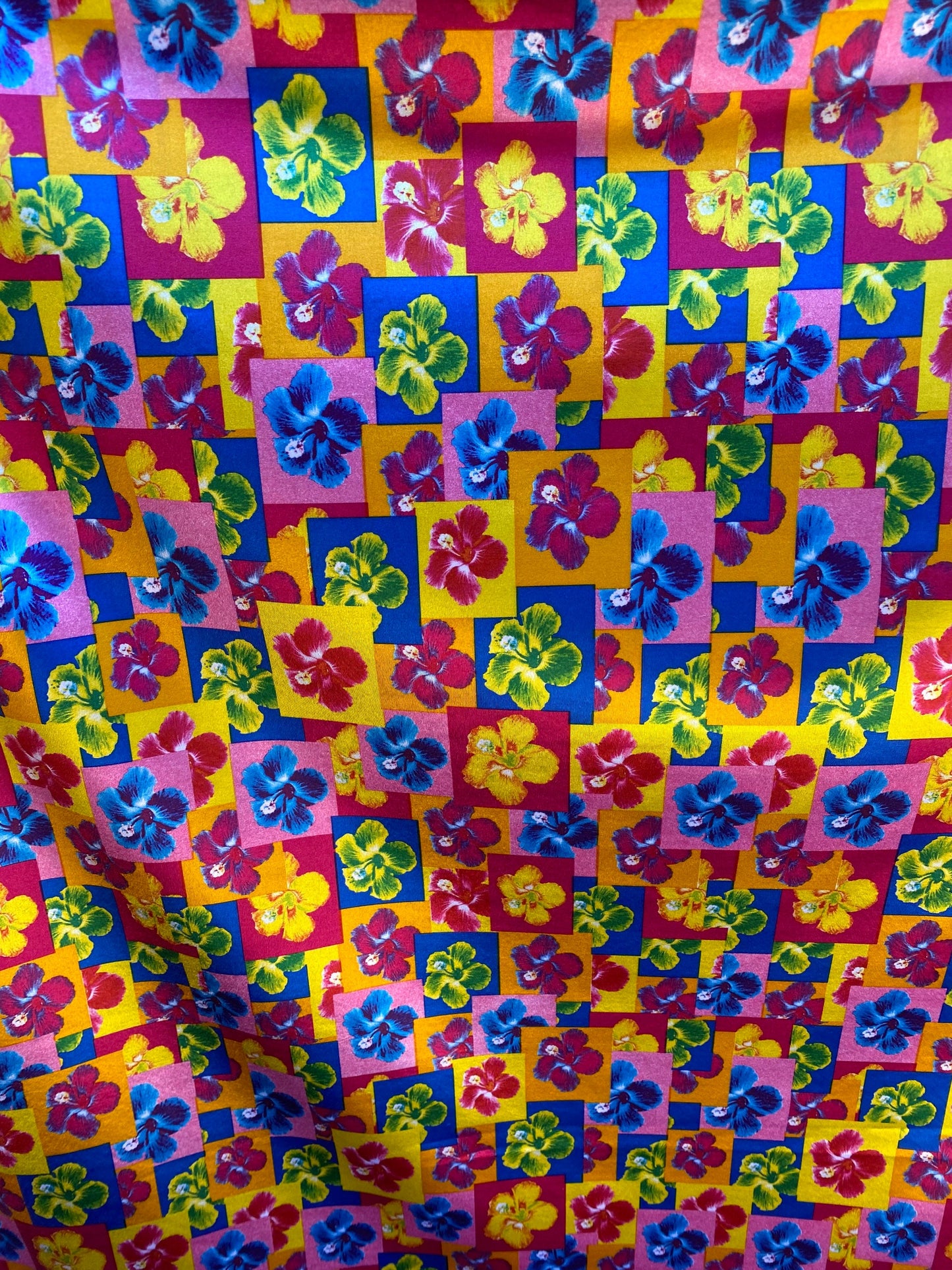 New small flower design multicolor print one shining spandex 4-way stretch 58/60” Sold by the YD. Ships worldwide from Los Angeles CA.