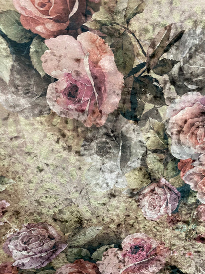 New blush flower design print on stretch velvet  4-way Stretch 58/60” Sold by the YD. Ships worldwide from Los Angeles California USA.