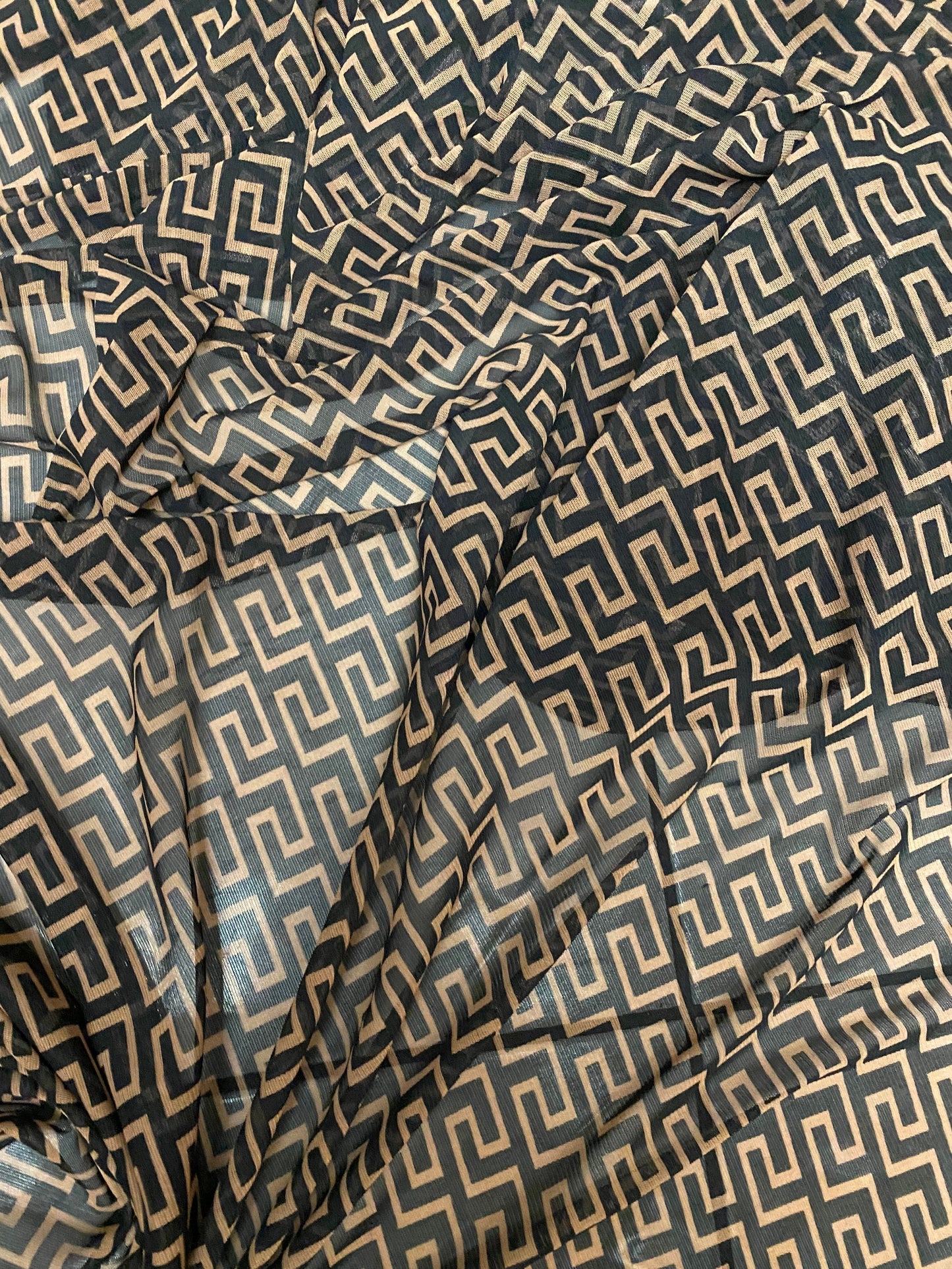 Brand Golden geometric design print on great quality of power mesh 4-way stretch 58/60” Sold by the YD. Ships worldwide from Los Angeles CA