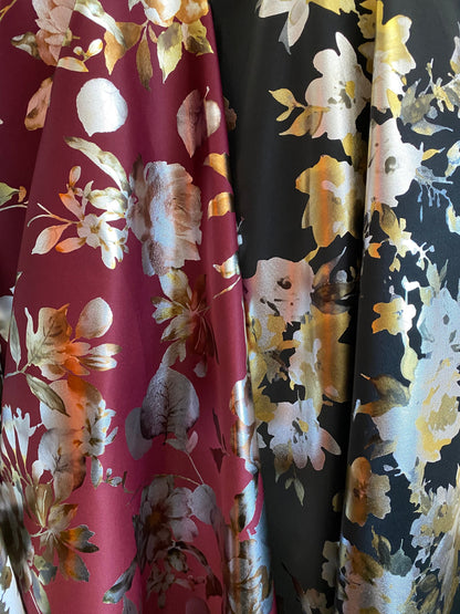 New super poly techno floral design 2-way stretch 58/60” Sold by the YD. Ships worldwide from Los Angeles California USA.