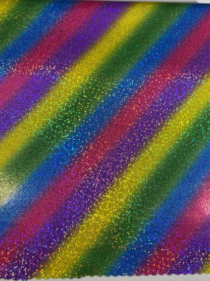 New Luxury rainbow hologram foggy foil on nylon spandex 4-way stretch 58/60” Sold by the YD. Ships worldwide from Los Angeles California