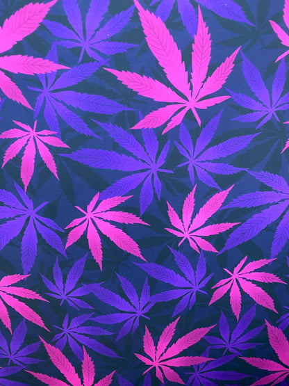Marijuana cannabis leaf design print on great quality of nylon spandex 4-way stretch 58/60” Sold by the YD. Ships worldwide from Los Angeles