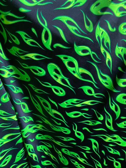 New abstract flames design print on great quality of nylon spandex 4-way stretch 58/60” Sold by the YD. Ships worldwide from Los Ángeles CA.