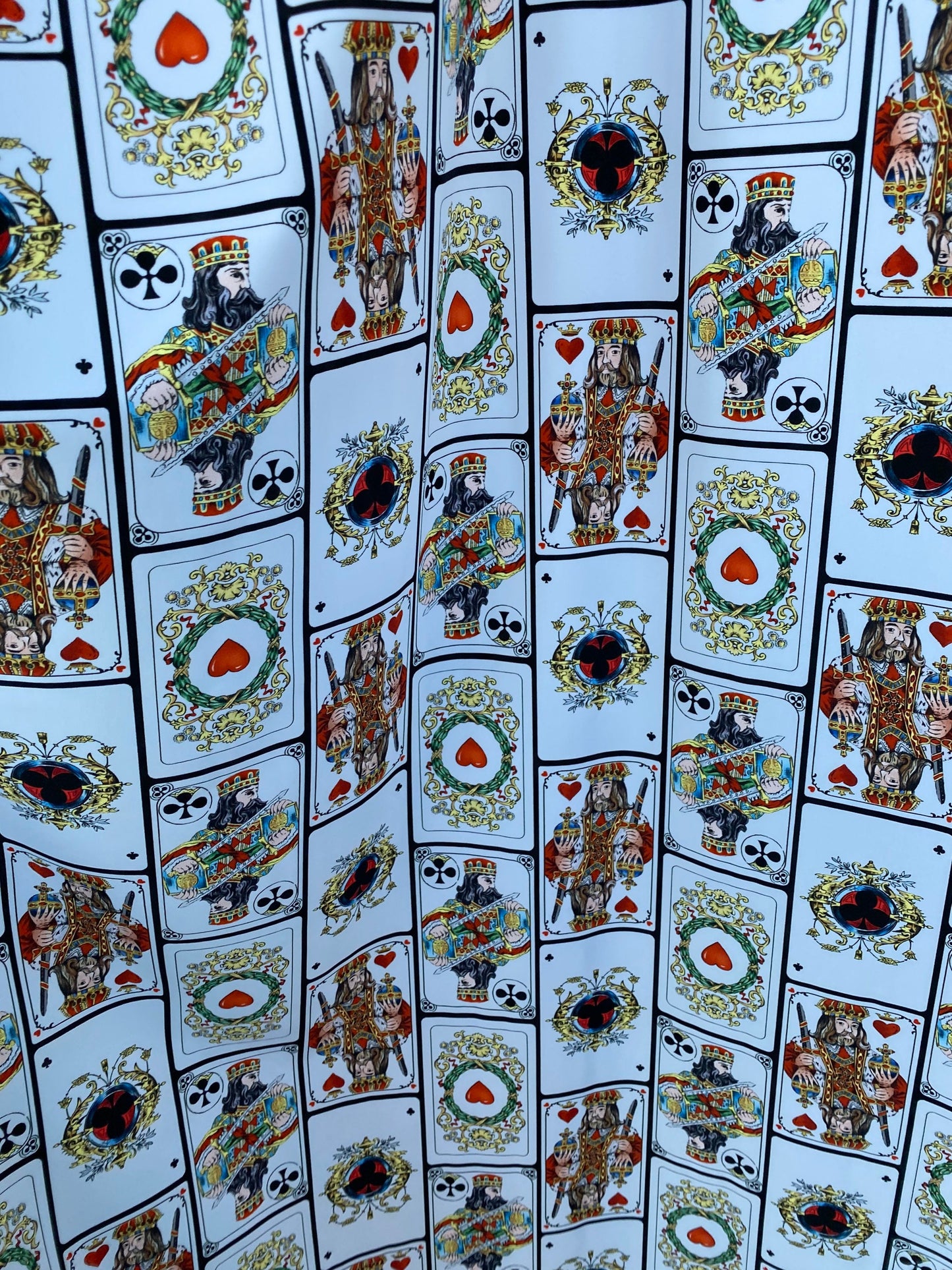 New king of cards design playing cards print on best quality of nylon spandex 4-way stretch 58/60” Sold by the YD. Ships worldwide