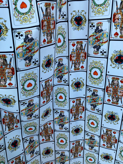 New king of cards design playing cards print on best quality of nylon spandex 4-way stretch 58/60” Sold by the YD. Ships worldwide