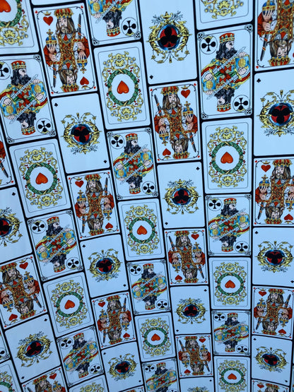 New king of cards design playing cards print on best quality of nylon spandex 4-way stretch 58/60” Sold by the YD. Ships worldwide
