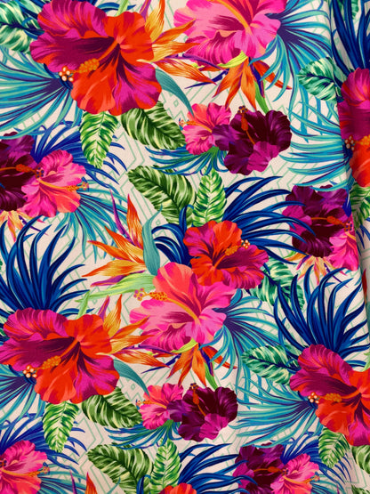 New beautiful flower design multicolor print on best quality of nylon spandex 4-way stretch 58/60” Sold by the YD. Ships Worldwide from L.A